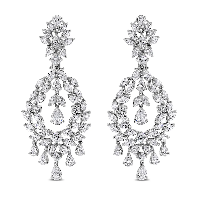 Selin Chandelier Earrings (11.18 ct Diamonds) in White Gold