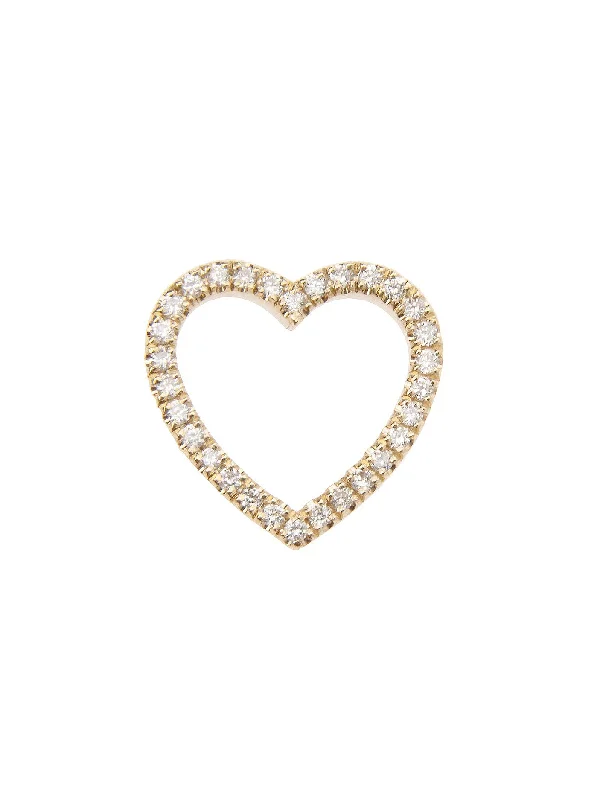 Small Single Sided Diamond Floating Heart Yellow Gold Charm