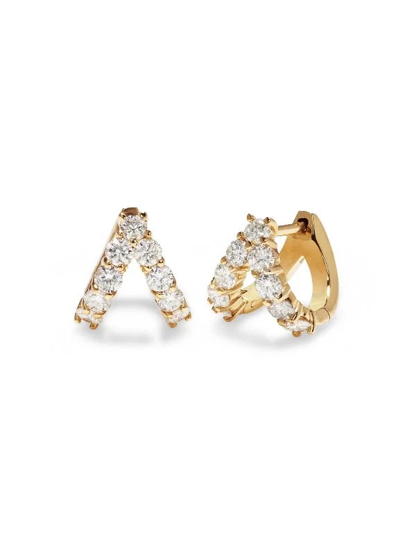 Sparkler Split Huggie Yellow Gold Earrings