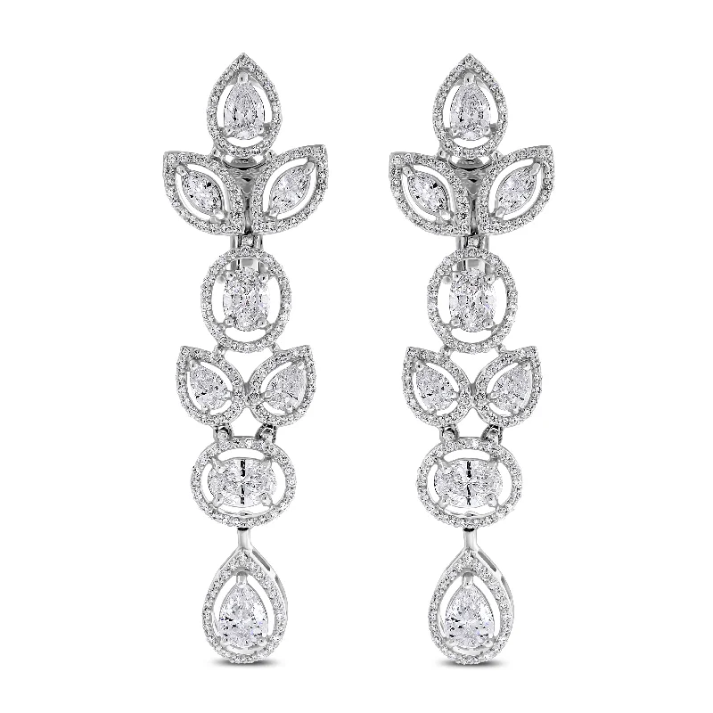 Tara Diamond Earrings (6.59 ct Diamonds) in White Gold