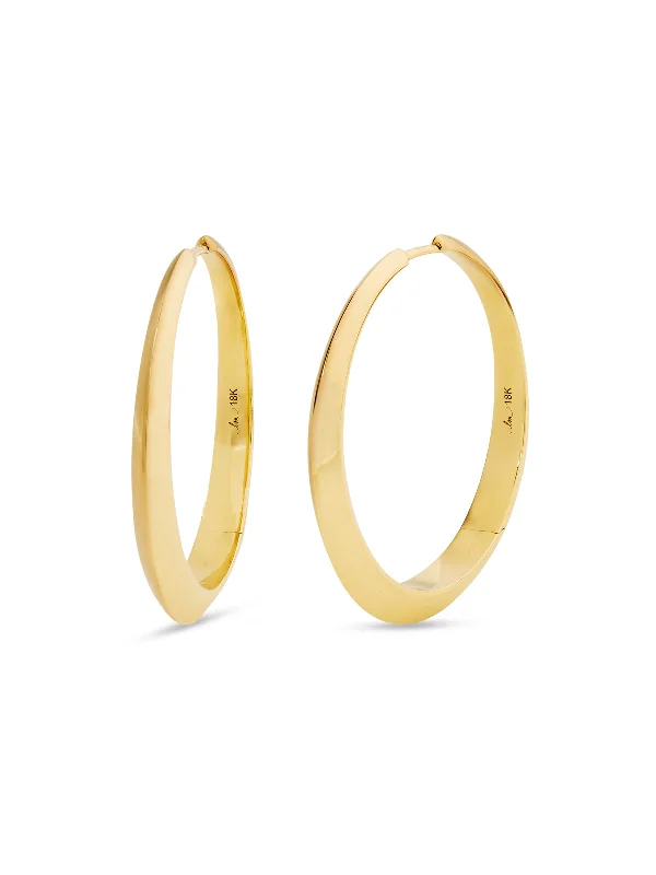 Thin Mega Crescent Yellow Gold Hoop Earrings