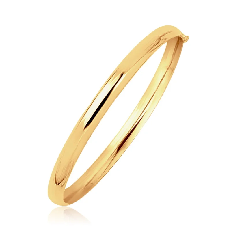 Size: 5.5'' - 14k Yellow Gold Dome Design Polished Children's Bangle