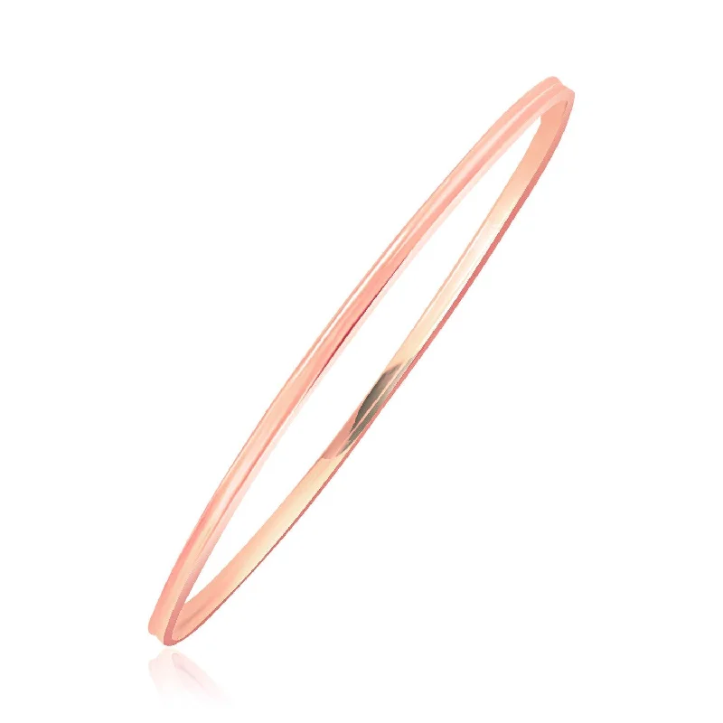 Size: 8'' - 14k Rose Gold Concave Motif Thin  Stackable Bangle