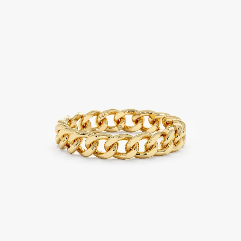 14k Gold Cuban Chain Ring, Mira