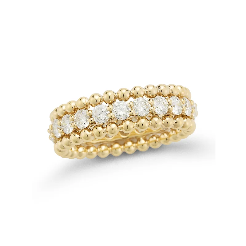 Diamond & Beaded Gold Eternity Ring