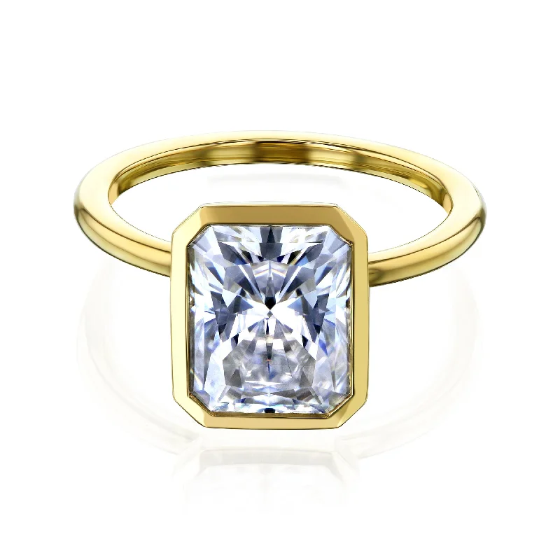 3.90ct Radiant Pageant 4X Bezel Ring