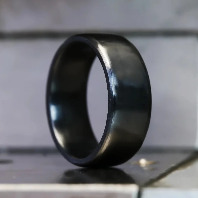 8mm Beveled Black Titanium Ring