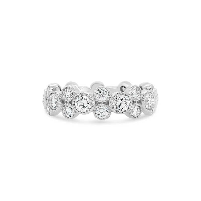 Alternating Bezel-Set Diamond Eternity Ring with Antique Milgrain