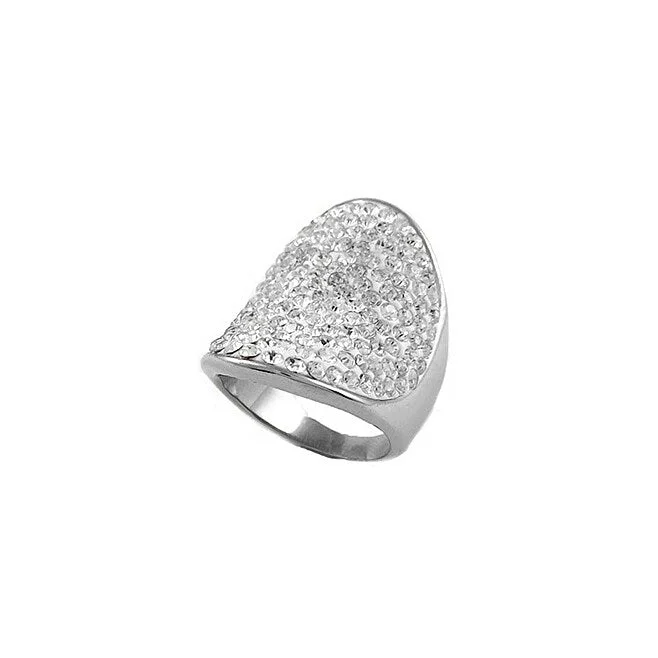 Crystal Cocktail Ring 18K White Gold Plated Sizes 69 White Crystal