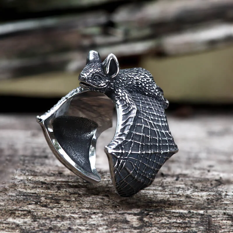 Flying Bat Stainless Steel Animal Ring