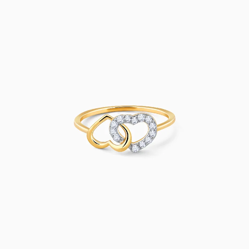 Gold Heartbeats Diamond Ring