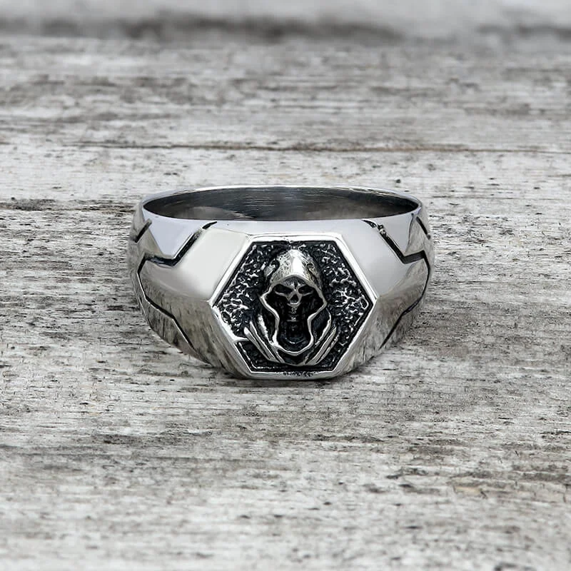 Grim Reaper Skull Stainless Steel Men’s Ring