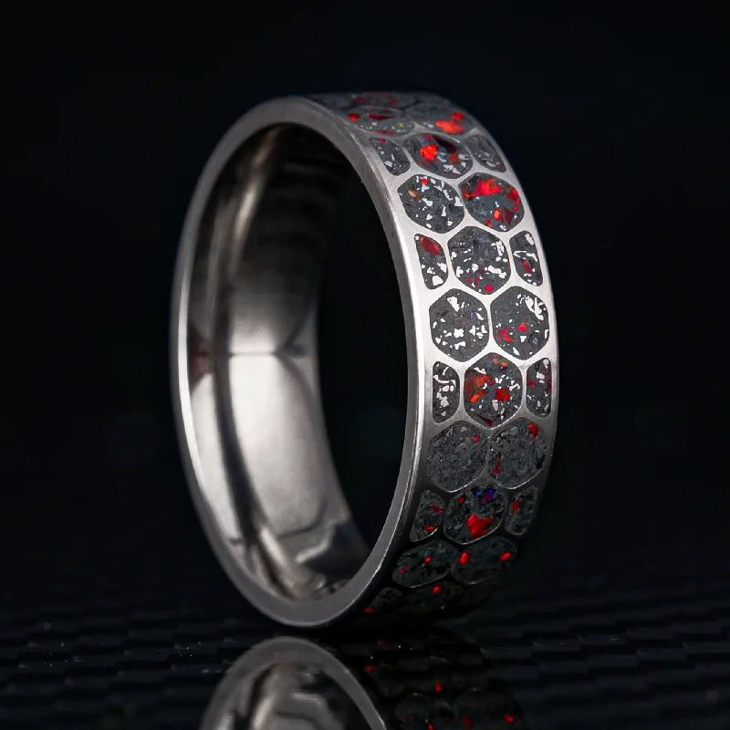 Hexagon Crimson Star Dust™ Ring