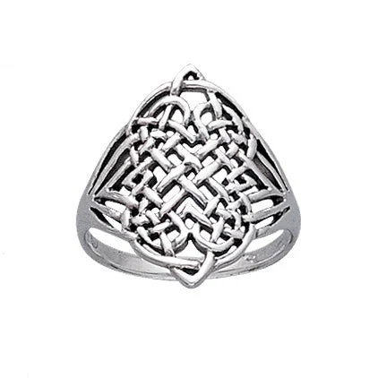 Large Intricate Four Point Celtic Eternity Knot Sterling Silver Ring