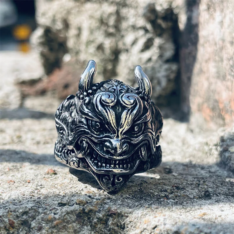 Japanese Demon Oni Stainless Steel Ring