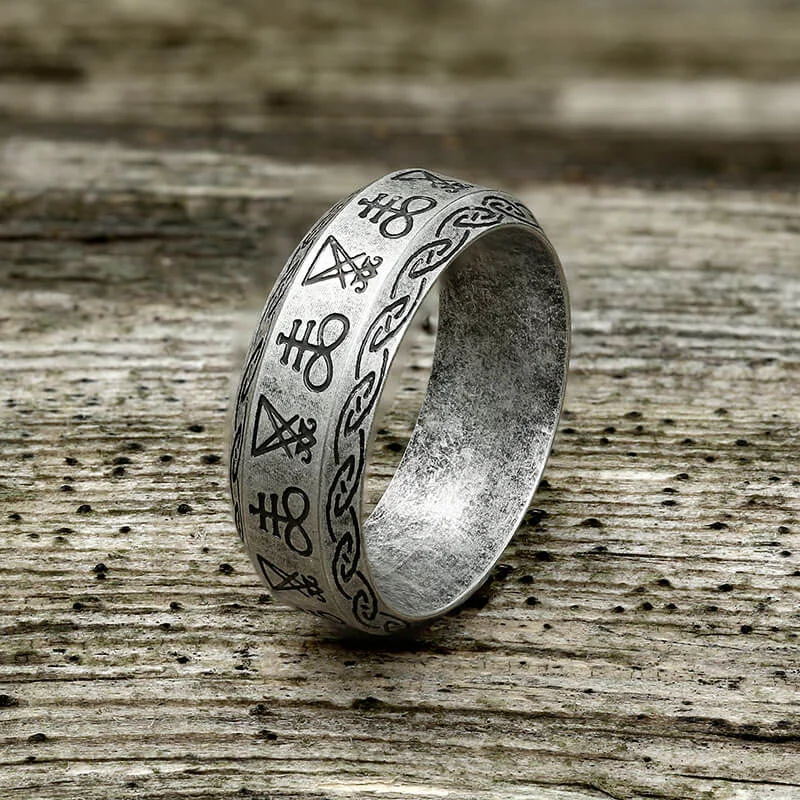 Leviathan Cross Lucifer Sigil Stainless Steel Ring