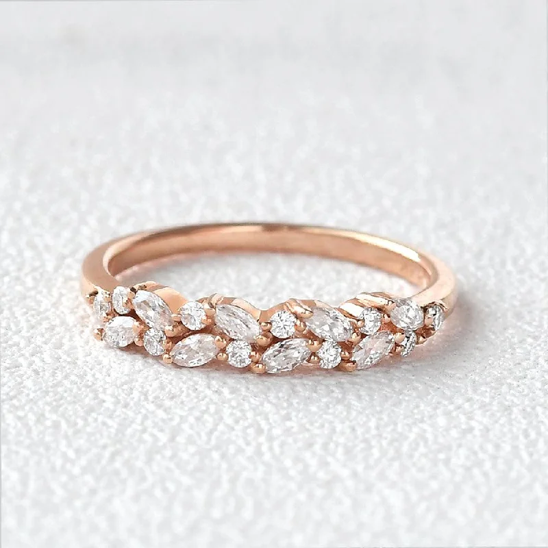 Marquise Shaped Moissanite Wedding Band