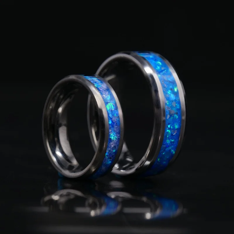 Matching Winter's Howl Glowstone Wedding Ring Set in Tungsten