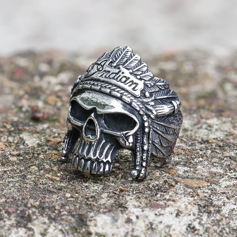 Native Indian Chiefs Skull Stainless Steel Ring