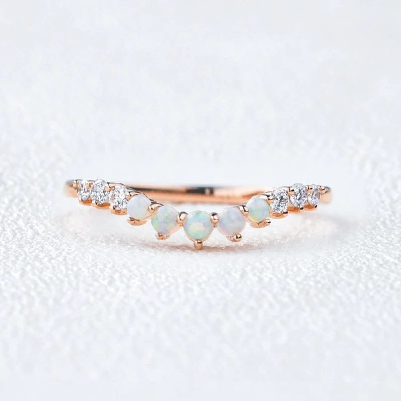 Natural Opal Cluster Rose Gold Ring