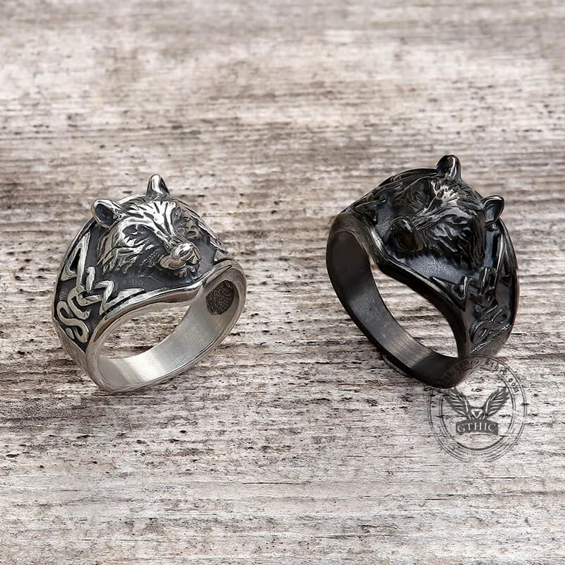 Norse Fenrir Wolf Stainless Steel Viking Ring