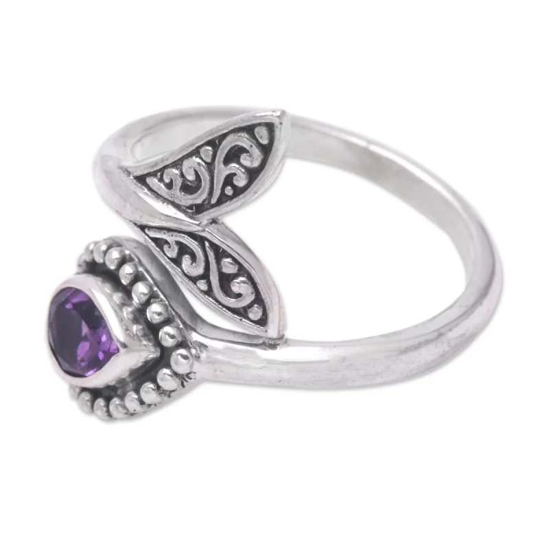 Novica Handmade Dolphin Tale In Purple Amethyst Cocktail Ring