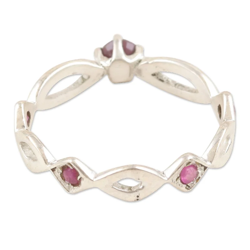 Novica Handmade Ruby Princess Ruby Band Ring