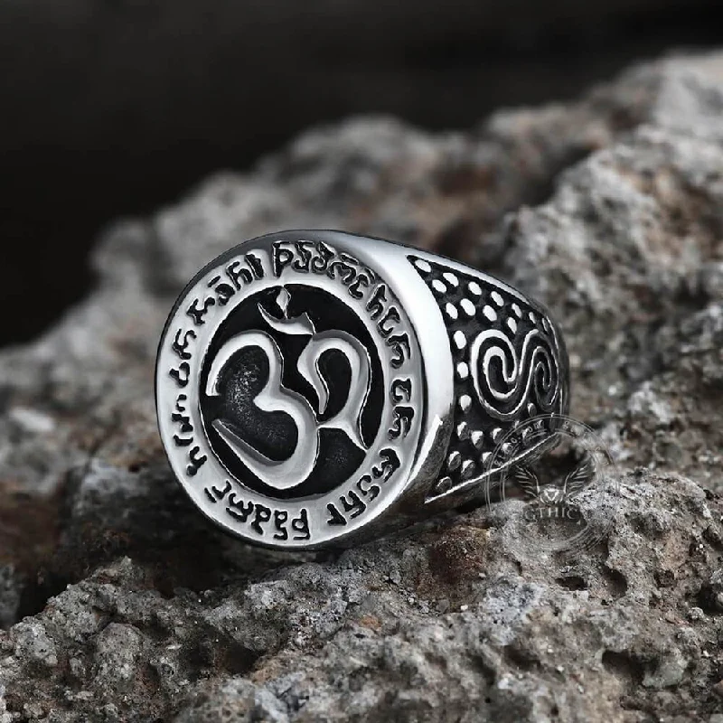 Om Aum Yoga Stainless Steel Ring