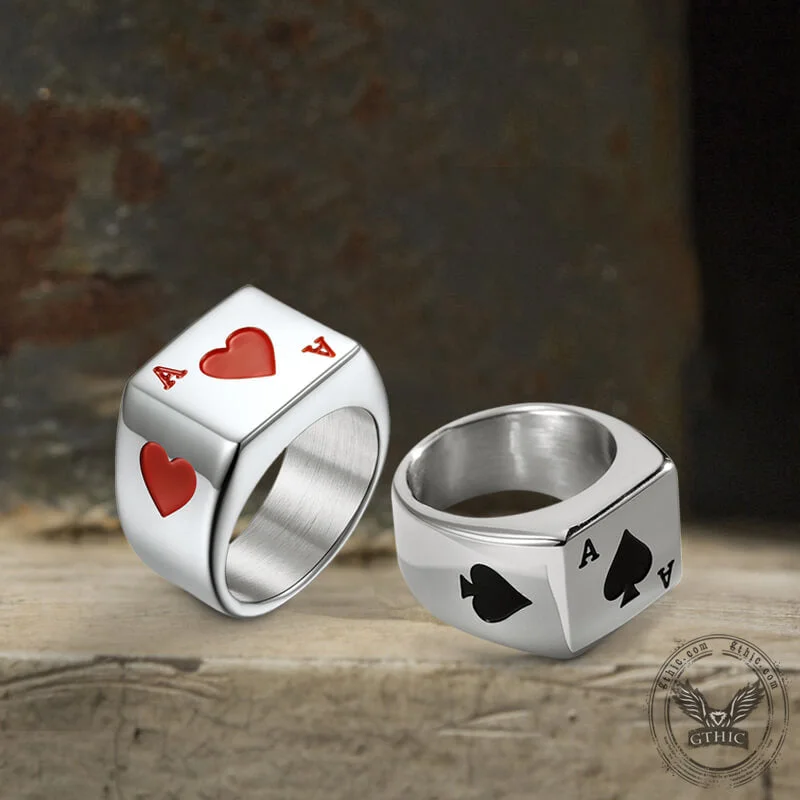 Poker Card Stainless Steel Ring