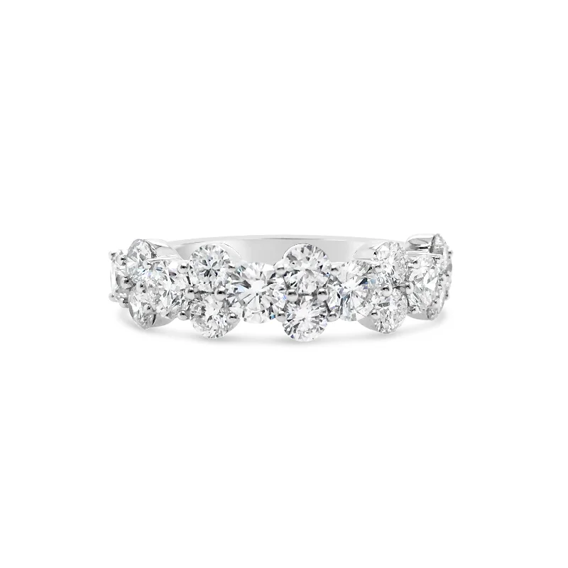 Prong-Set Diamond Staggered Wedding Band