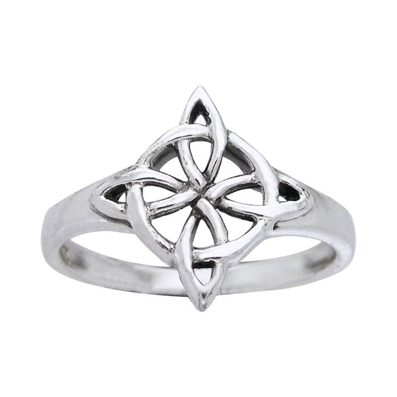 Northstar Quaternary Celtic Shield Knot Sterling Silver Ring