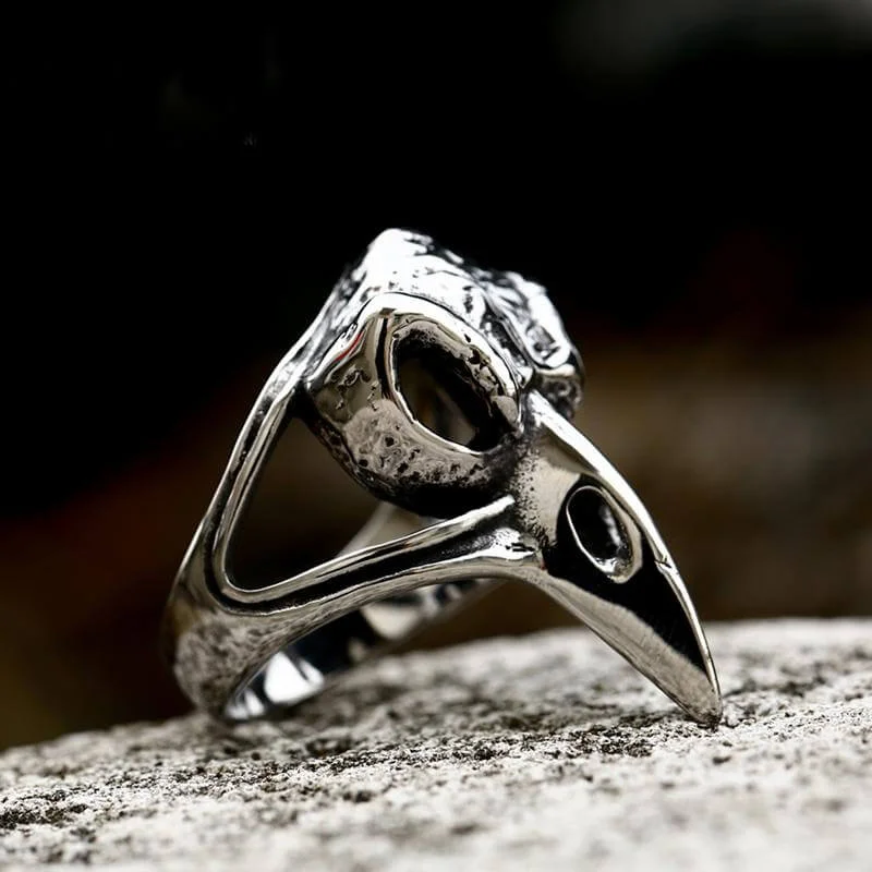 Raven Beak Skull Stainless Steel Ring