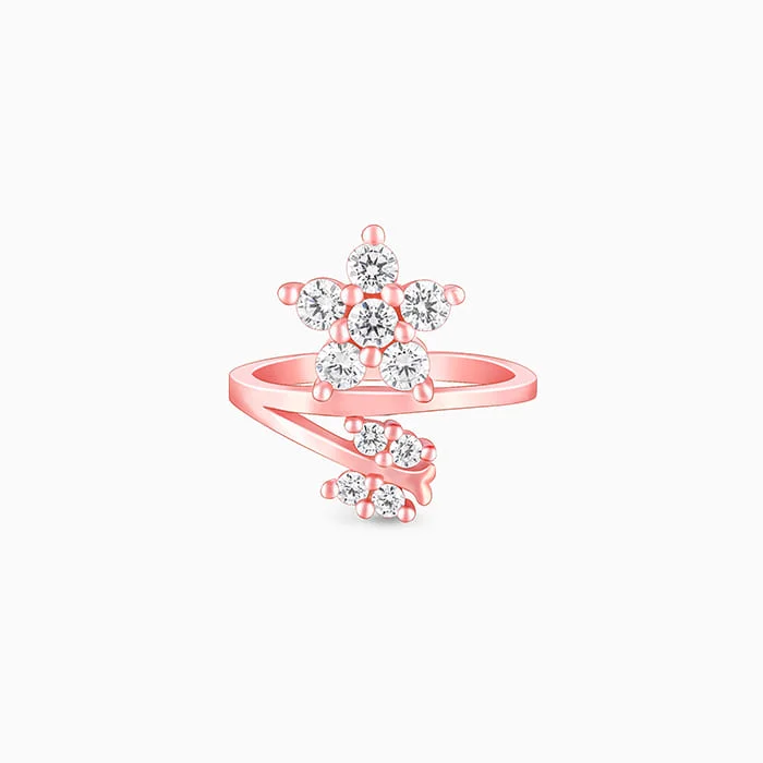 Rose Gold Butterfly Flower Ring