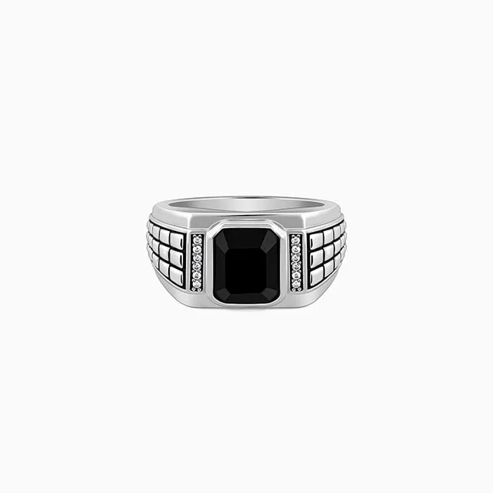 Silver Geometric Rectangle Ring For Him