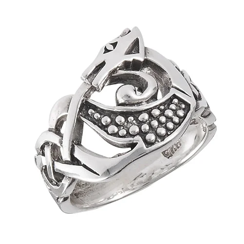 Sterling Silver Celtic Knot DRAGON Ring