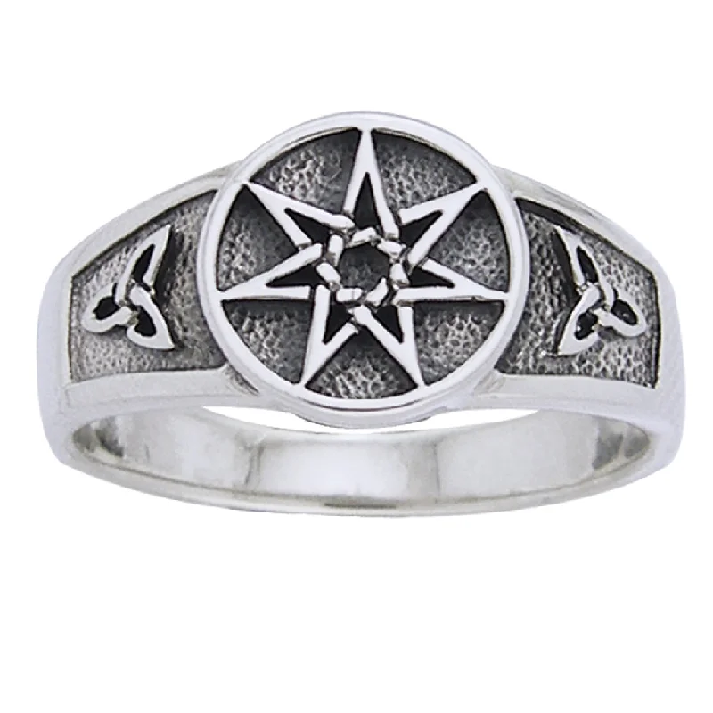 Sterling Silver Faerie or Elven Star and Celtic Knot Ring