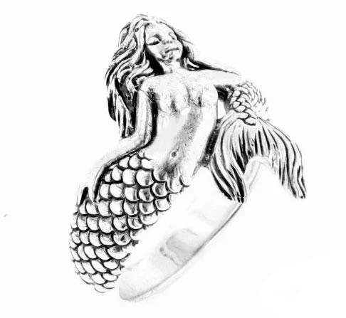 Sterling Silver Wrapped Sea Nymph Mermaid Ring