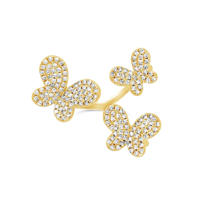 Triple-Butterfly Diamond Ring