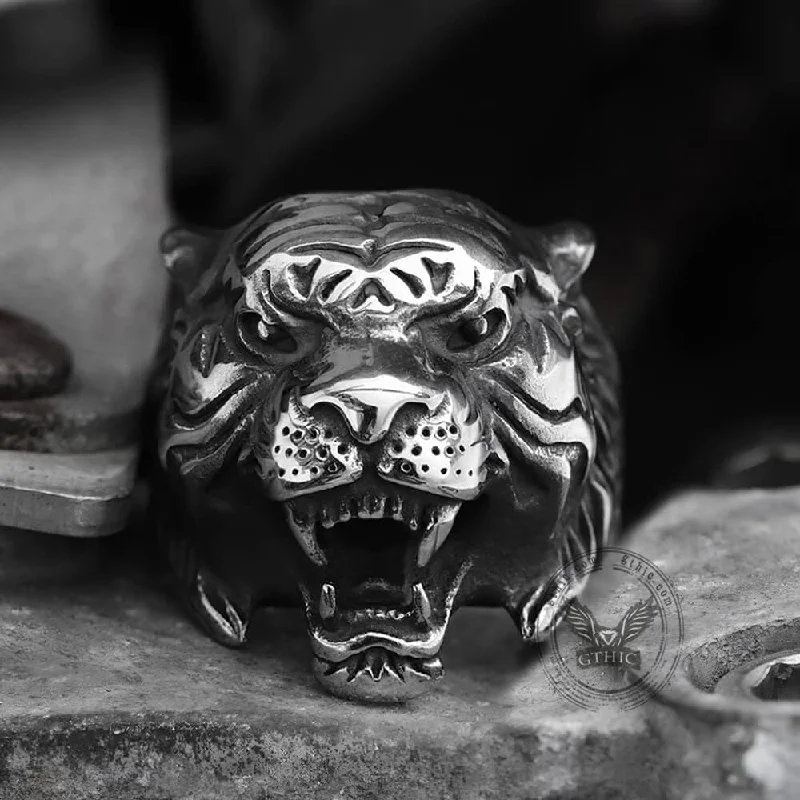 Vintage Tiger Stainless Steel Animal Ring