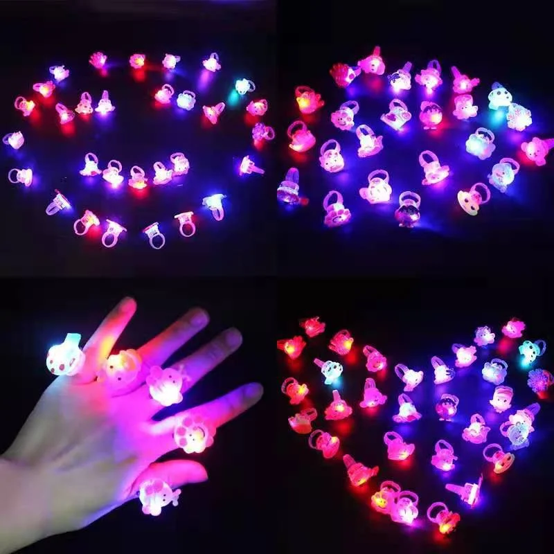 Wholesale 10PCS Children's Creative Cartoon Luminous Toys Rings