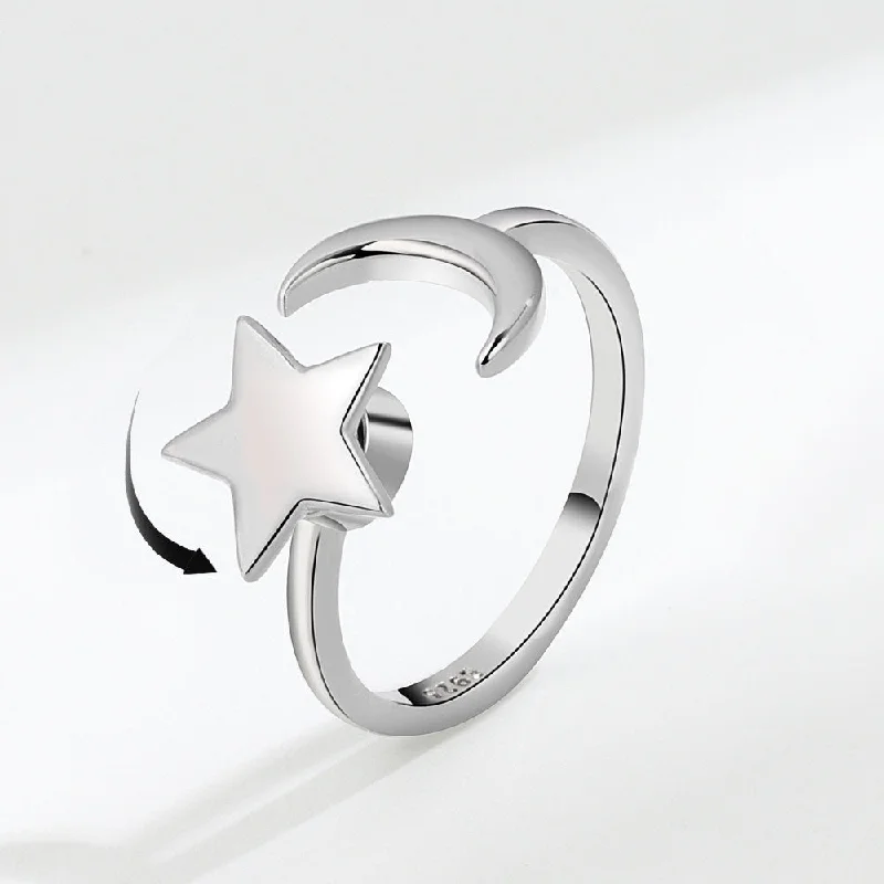 Wholesale Brass Rotating Star Moon Ring