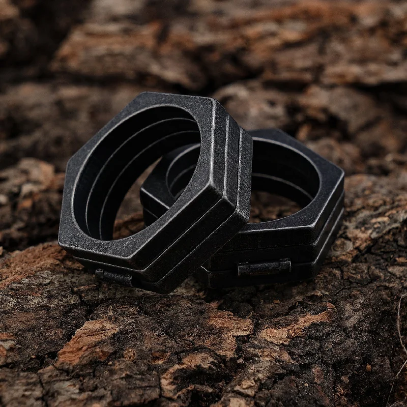 Wholesale Polygon Vintage Titanium Steel Ring