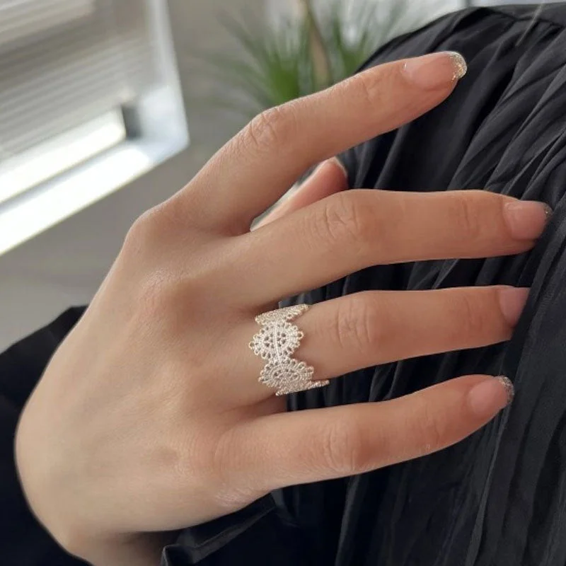 Wholesale Sterling Silver Lace Wide Openwork Ring