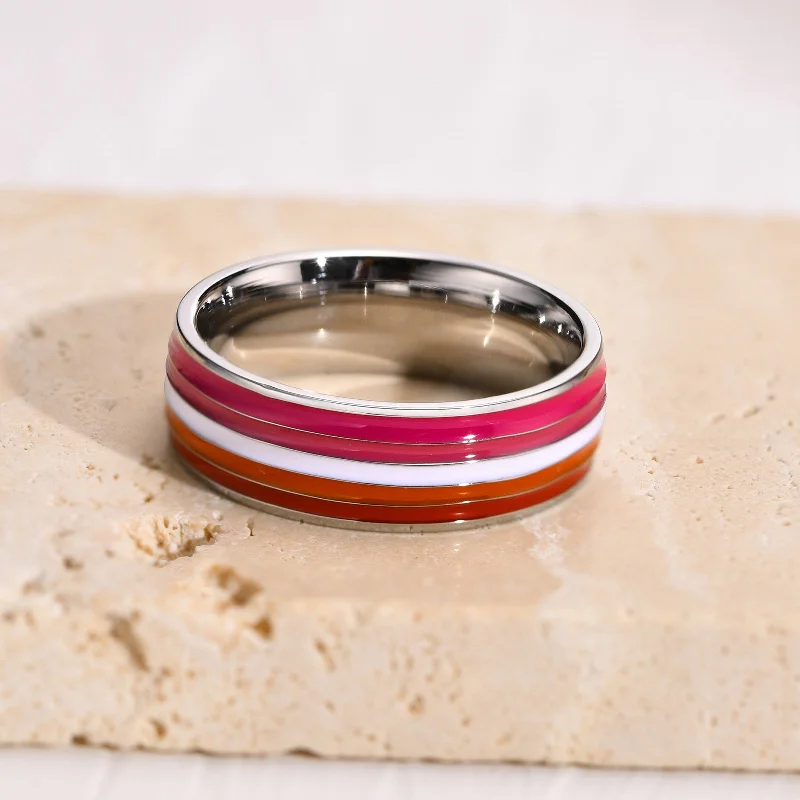 Wholesale Titanium Steel Rainbow 8mm Ring