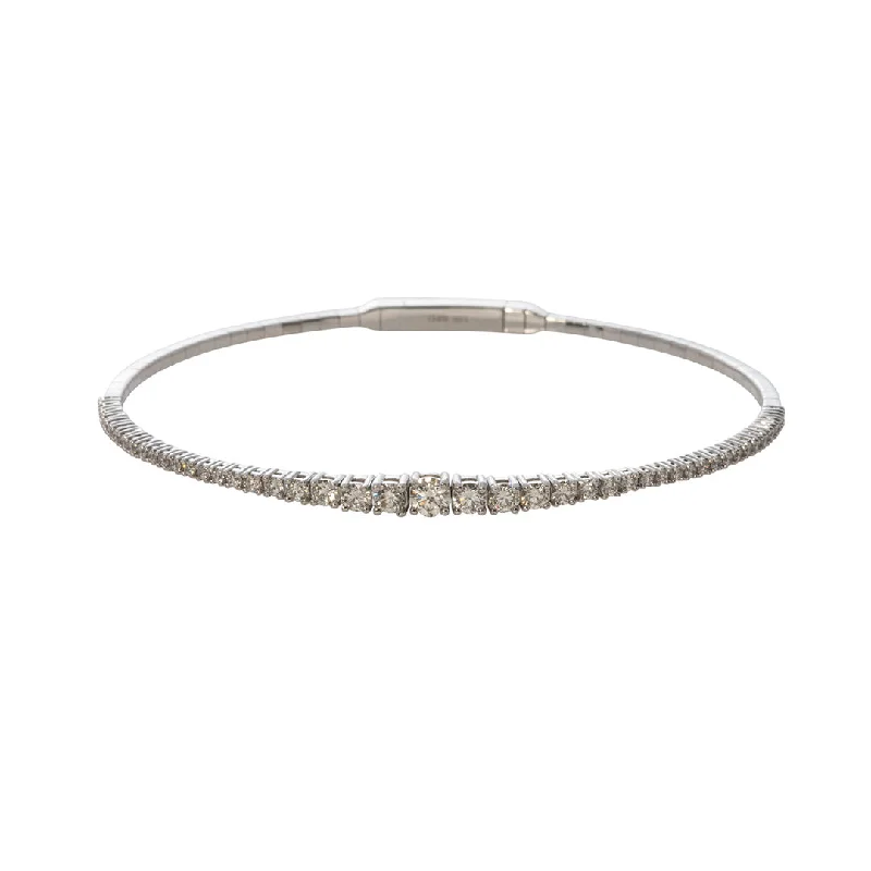 1.25ctw Graduated Diamond 14K White Gold Flex Bangle