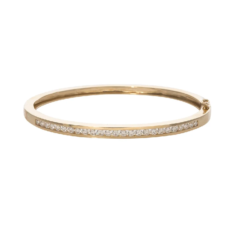 1.4ct Diamond Channel Set 14K Yellow Gold Bangle