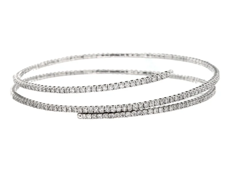 14K White Gold 2ctw Diamond Bangle