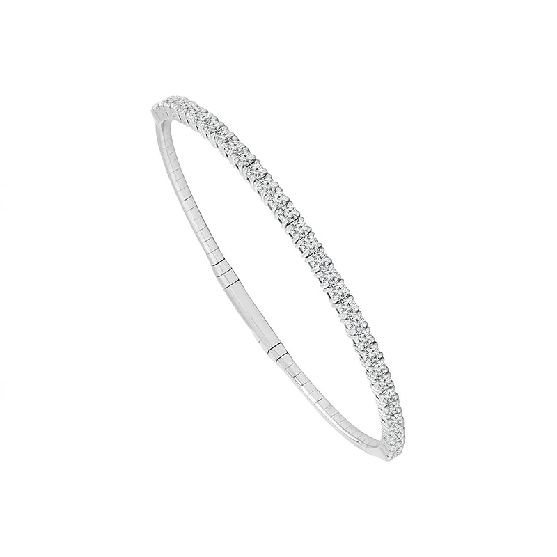 14K White Gold 2ctw Diamond Flex Bangle