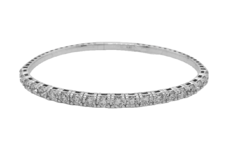 14K White Gold 3ctw Diamond Flex Bangle