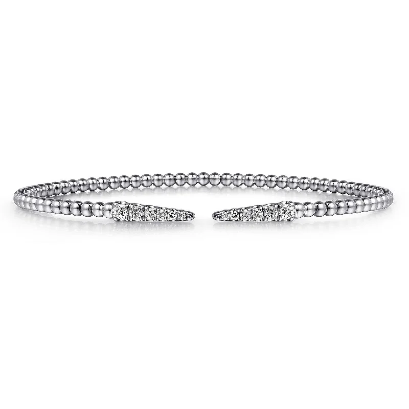 14K White Gold Bujukan Diamond Spikes Split Bangle